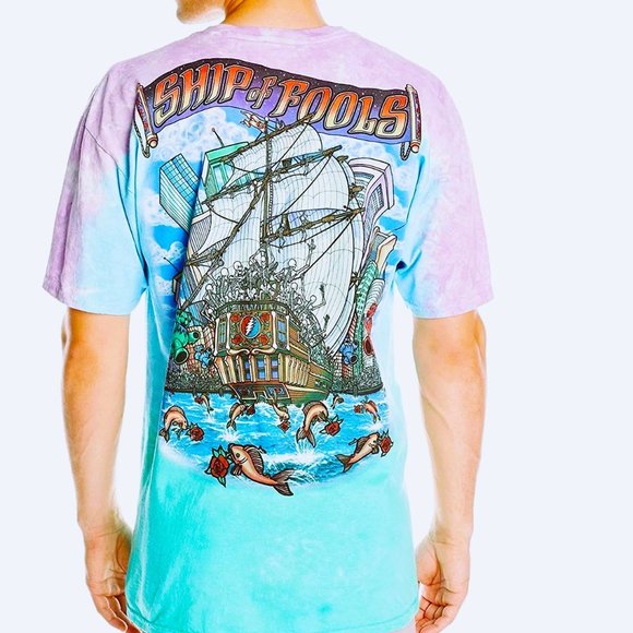 Grateful Dead Ship of Fool Original 2001 Liquid Blue rock Tie Dye T-Shirt XL NWT - Picture 4 of 7